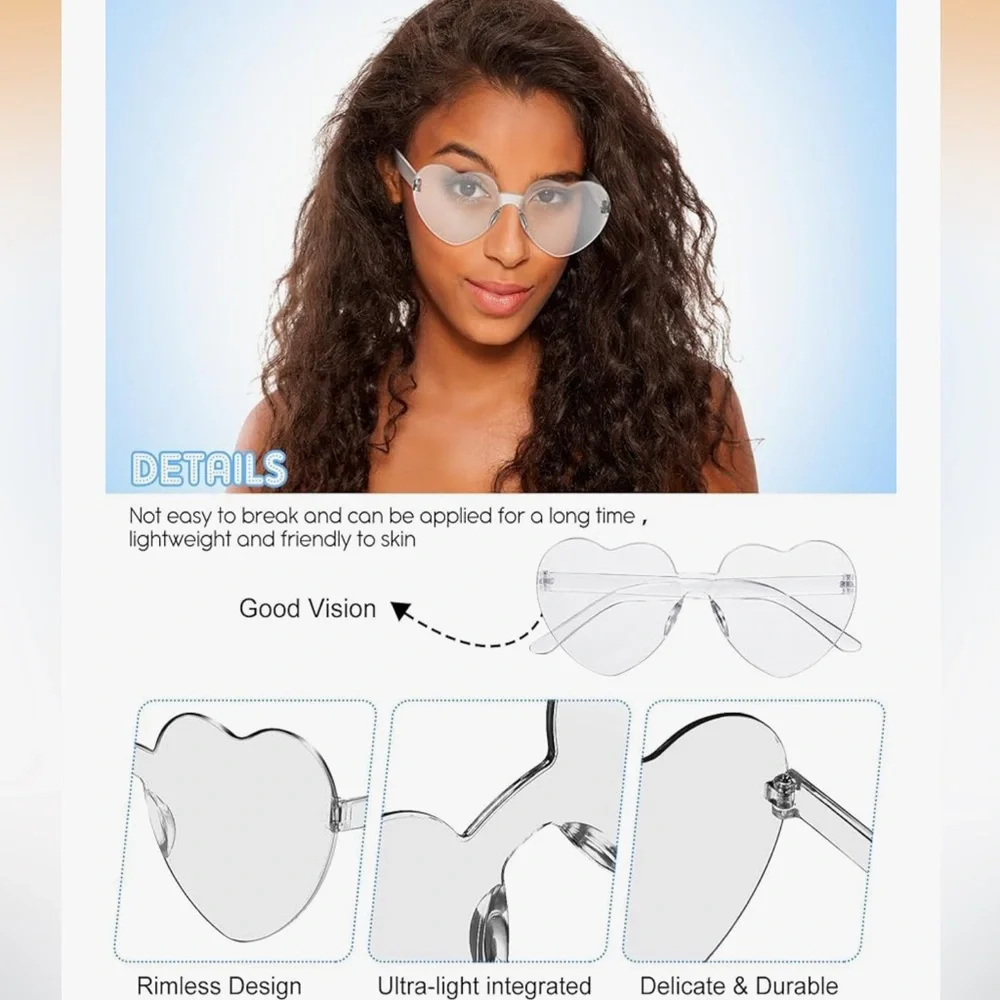 22 pairs of Clear heart party eye glasses new